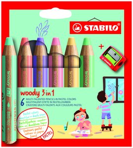LAPICES STABILO WOODY 3 en 1 PAST.EST.6