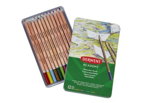 LAPICES DERWENT CAJ.METALICA 12 PZ.ACUAR