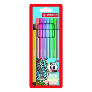 ROTUL.STABILO PEN 68 CAJA PLASTICO de 8