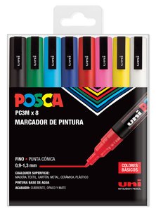 ROTUL.UNI-POSCA PC-3M BOLSA 8