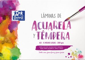 LAMINA OXFORD ACUARELA A3 6h LISO