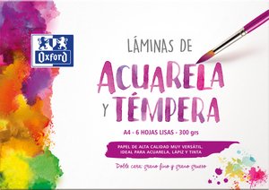 LAMINA OXFORD ACUARELA A4 6h LISO