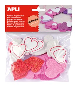GOMA EVA APLI F.ADH.PURP.CORAZONES B/52