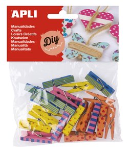 PINZAS APLI MADERA COLORES B/20
