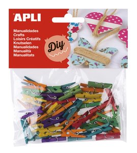 PINZAS APLI MADERA COLORES B/45