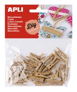 PINZAS APLI MADERA NATURAL B/45