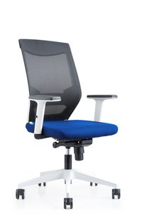SILLA ROCADA BLANCA TAPIZADO AZUL