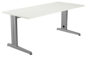 MESA ROCADA METAL 160x80 ALUMINIO/BLANCO
