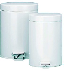 PAPELERA METALICA C/TAPA PEDAL 12 BLANCA
