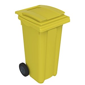 CUBO MULTIUSOS C/RUEDAS 120 L. TAPA AMAR